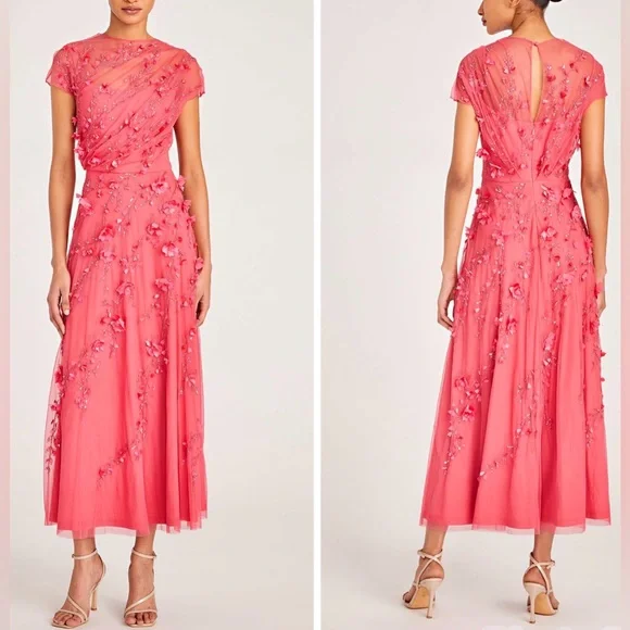 theia leona petal midi dress Theia | Dresses | Theia Leona Petal Midi Dress Pink Floral
